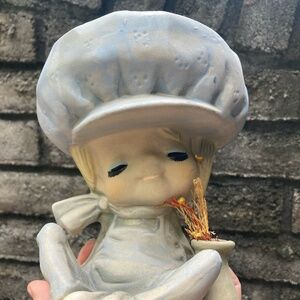 Genin Trudeau Vintage Girl with Floral Pot